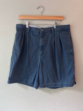 Tommy Hilfiger Navy Blue Flat Front Cotton Shorts